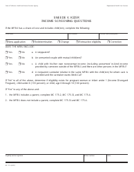 Document preview: Form MC175-I Sneede V. Kizer Income Screening Questions - California