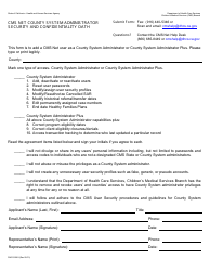 Form DHCS9093 Cms Net County System Administrator Security and Confidentiality Oath Agreement - California