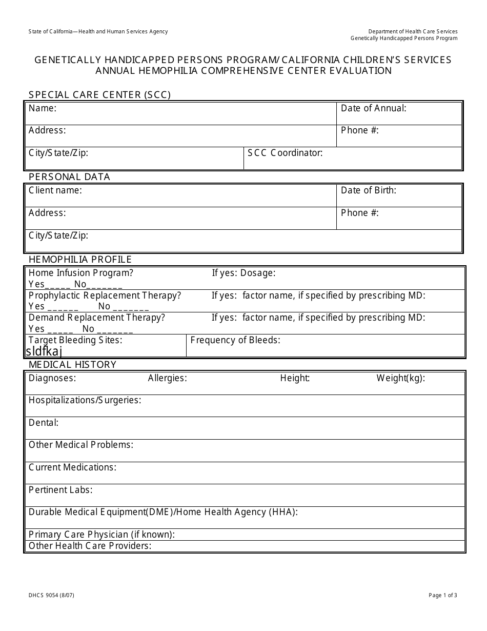 Form DHCS9054 - Fill Out, Sign Online and Download Fillable PDF ...