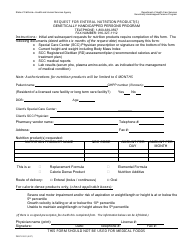 Document preview: Form DHCS9053 Request for Enteral Nutrition Product(S) - California