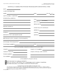 Document preview: Form DHCS9052 Genetically Handicapped Persons Program (Ghpp) New Referral Form - California