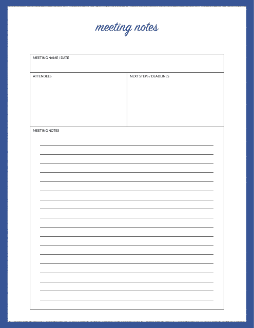 &quot;Meeting Notes Template&quot; Download Pdf