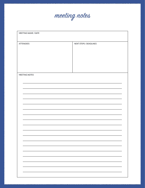 Meeting Notes Template - Blue