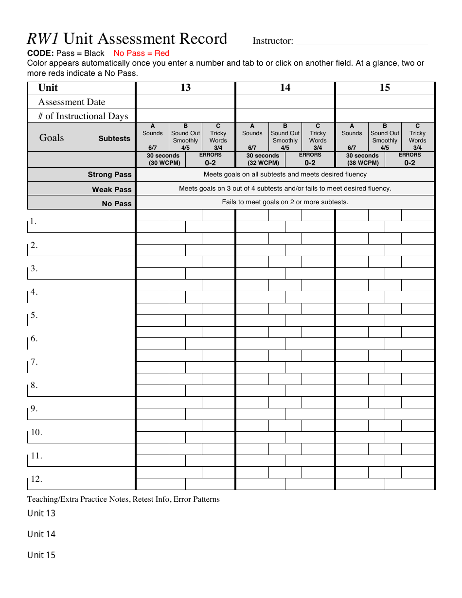 Rw1 Unit Assessment Record Template - Black and Red, Page 5
