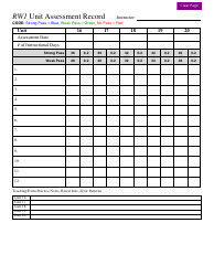 Document preview: Rw1 Unit Assessment Record Template - Blue, Green, Red