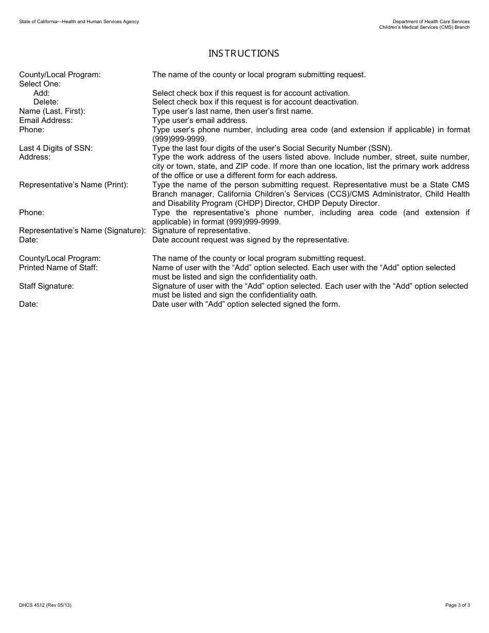 Form DHCS4512 Dhcs Computer Files Release / Access of Mc Program Confidential Oath - California, Page 3