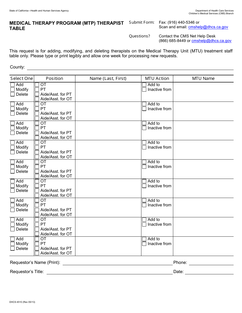 M Tp Form.pdf Form DHCS4510 - Fill Out, Sign Online and Download Fillable PDF ...