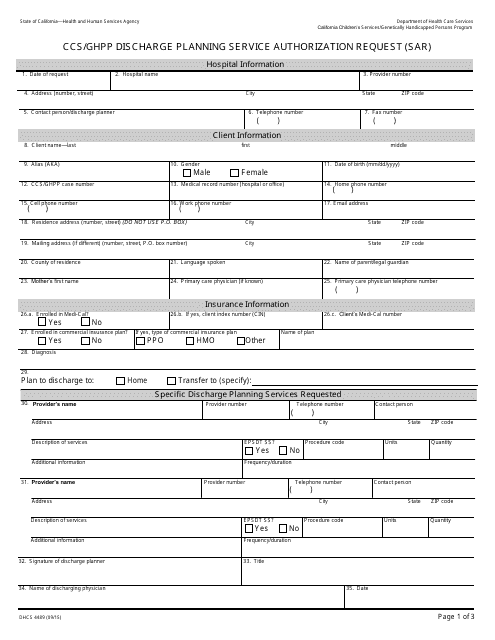 Form DHCS4489  Printable Pdf