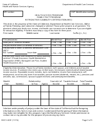 Form DHCS4001 Family Pact Program Retroactive Eligibility Certification (Rec) - California, Page 3