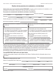 Document preview: Formulario DHCS0005 Recibo De Documentos De Ciudadania O De Identidad - California (Spanish)