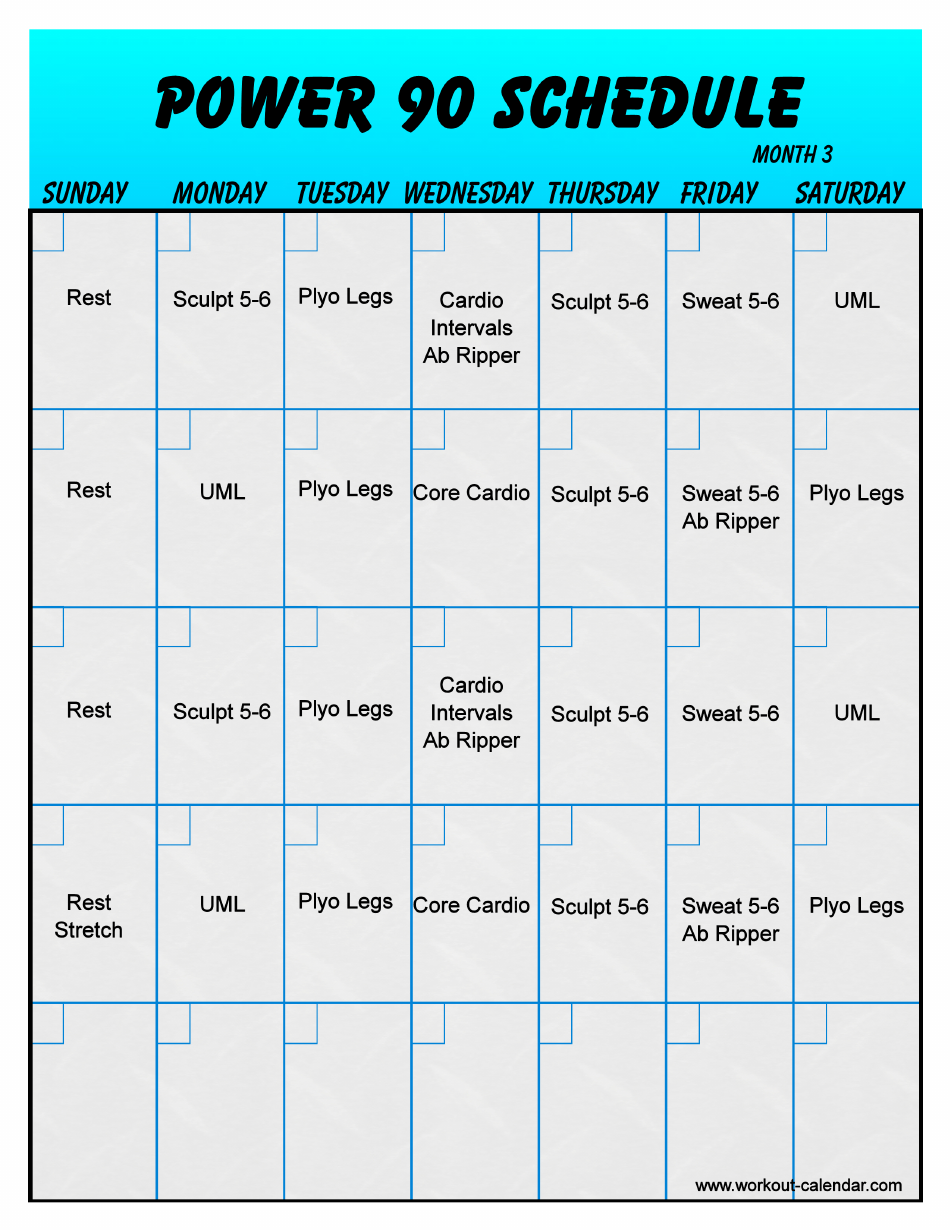 Power 90 Schedule Month 3 Download Printable PDF Templateroller