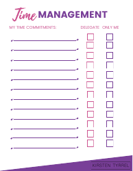 Document preview: Time Management Checklist Template - Kirsten Tyrrel