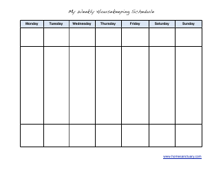 Document preview: Blank Weekly Housekeeping Schedule Template