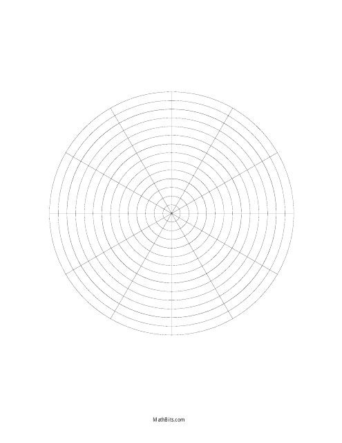 One Full Page Polar Graph Paper - A high-quality printable document with a complete Polar Graph paper page for accurate plotting of radial data. Visualize circular functions, polar coordinates, and create intricate circular diagrams.