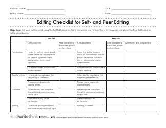 &quot;Editing Checklist Template for Self- and Peer Editing&quot;