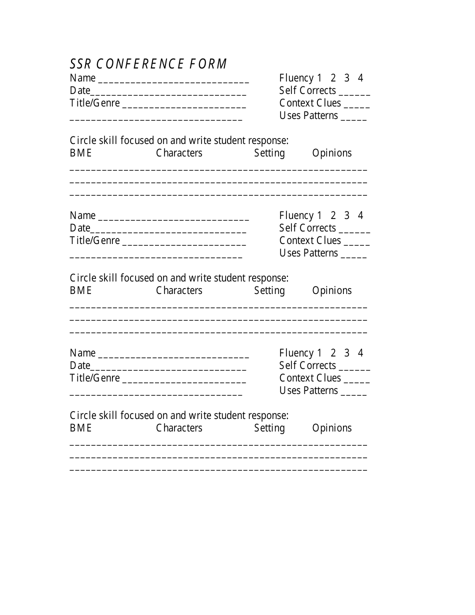 Ssr Conference Form Template, Page 1