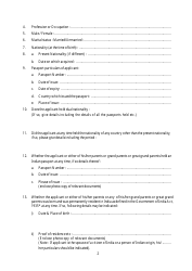 Application Form for the Grant/Renewal of Pio Card - Embassy of India - India, Page 2