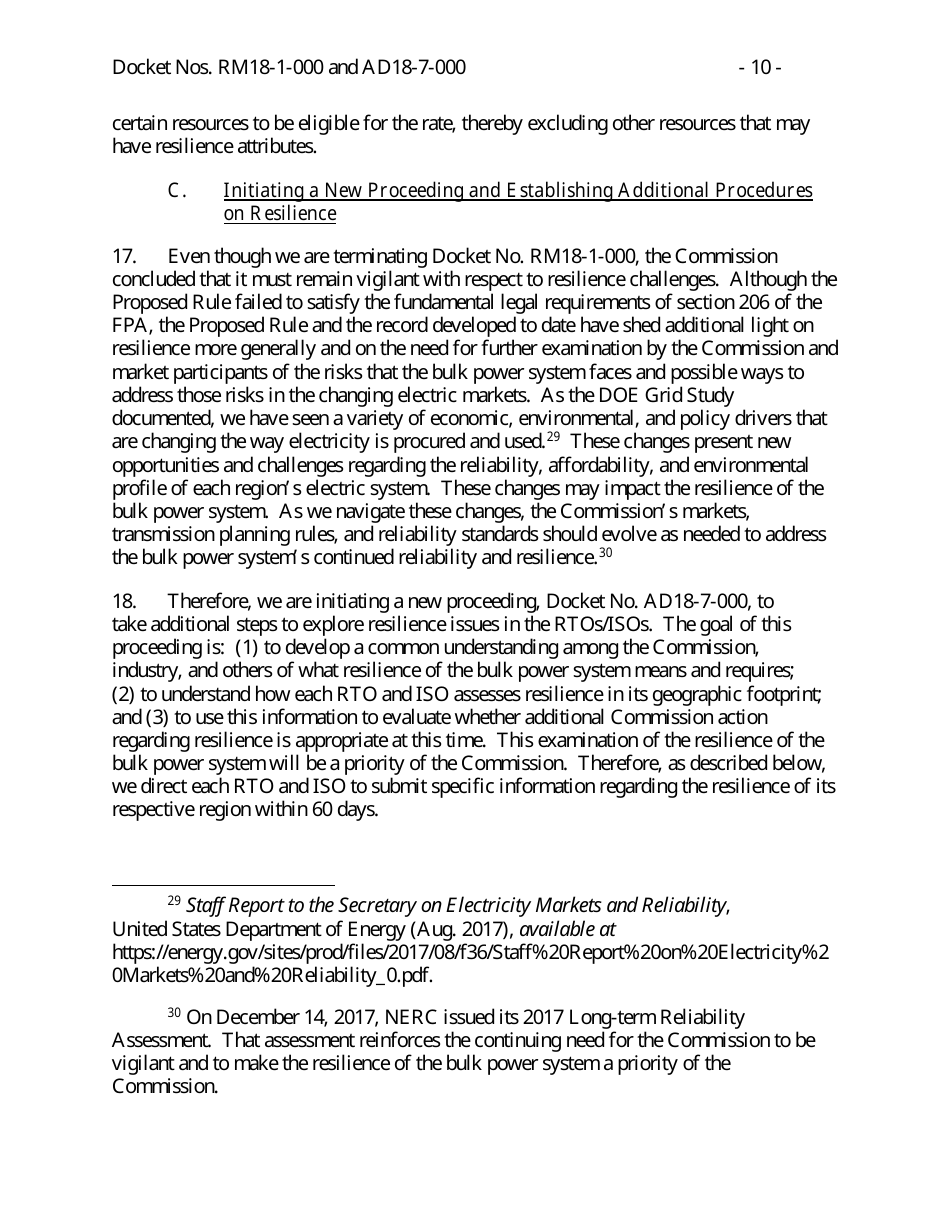 Docket Nos. Rm18-1-000 - Grid Reliability and Resilience Pricing, Page 10