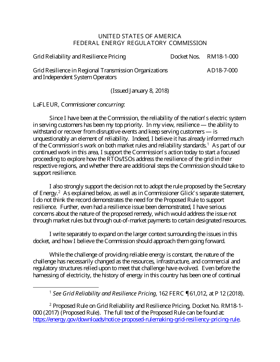 Docket Nos. Rm18-1-000 - Grid Reliability and Resilience Pricing, Page 19
