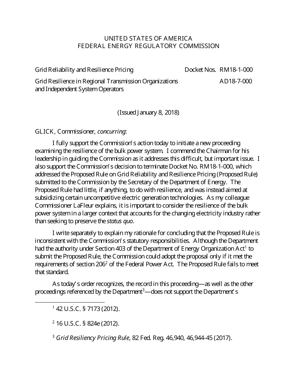 Docket Nos. Rm18-1-000 - Grid Reliability and Resilience Pricing, Page 27