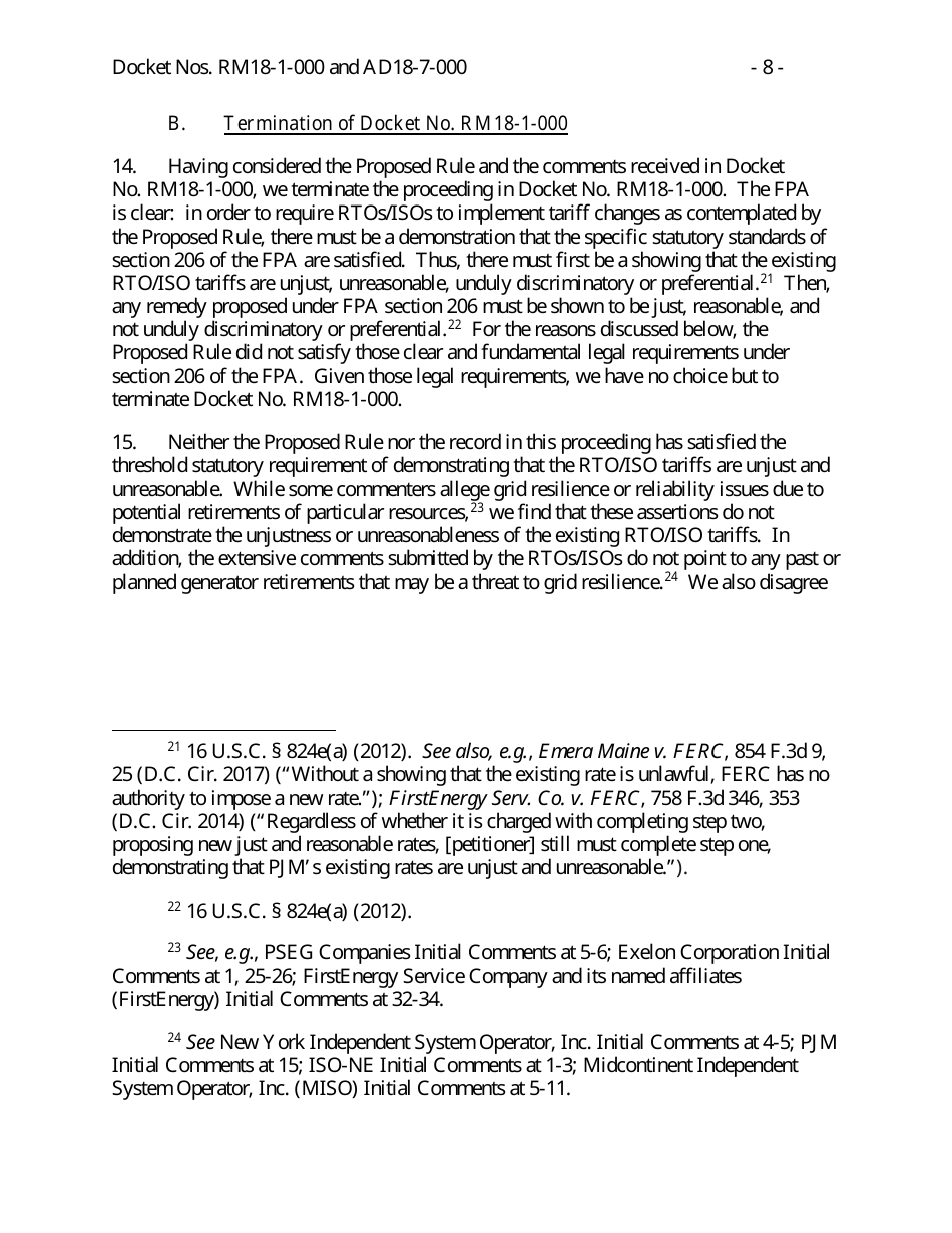 Docket Nos. Rm18-1-000 - Grid Reliability and Resilience Pricing, Page 8