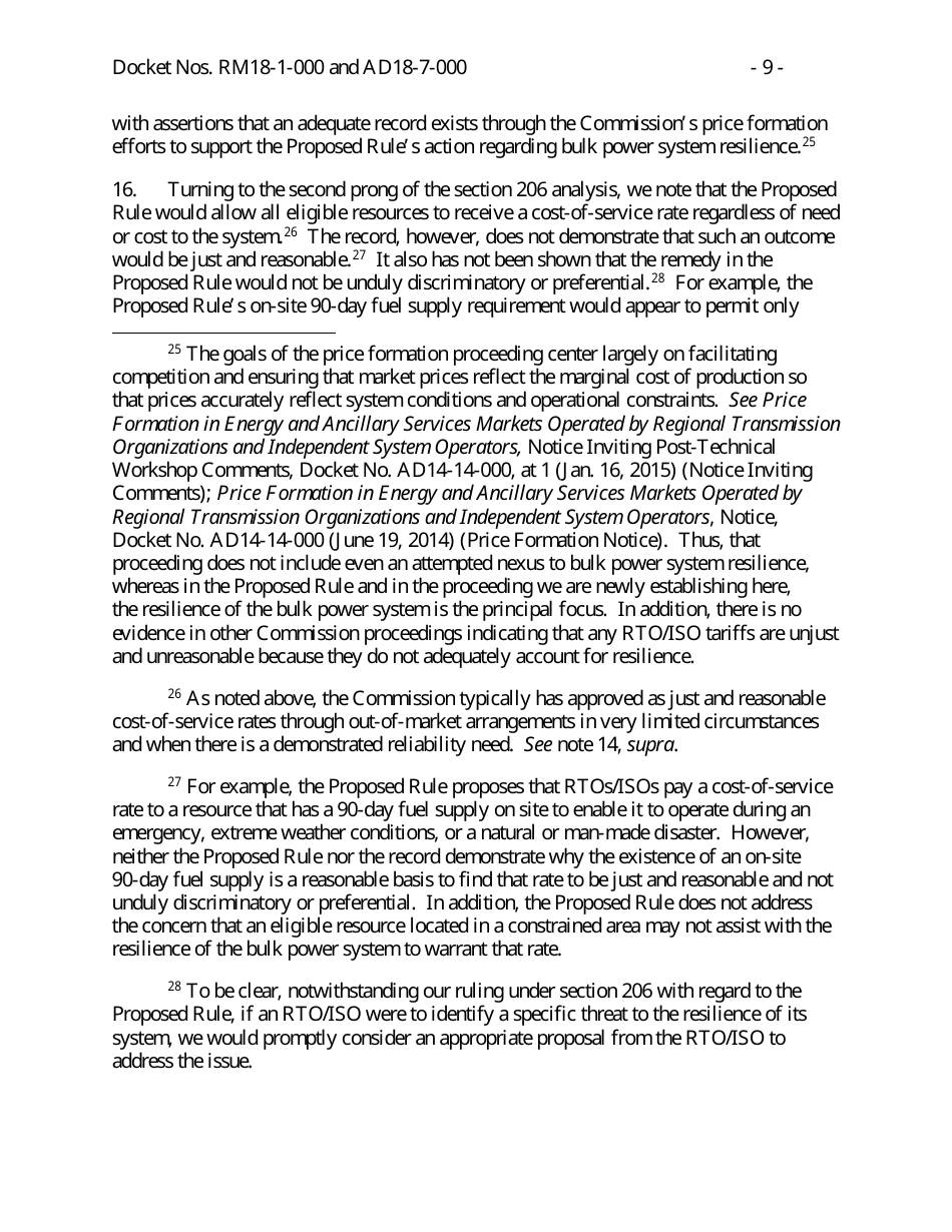 Docket Nos. Rm18-1-000 - Grid Reliability and Resilience Pricing, Page 9