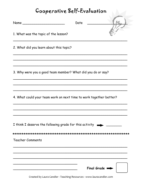 Cooperative Self-evaluation Form - Laura Candler