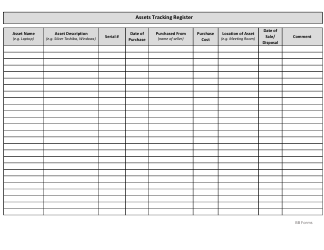 Document preview: Assets Tracking Register Spreadsheet Template