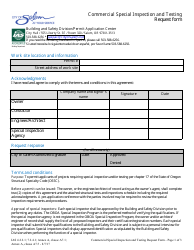 Commercial Special Inspection and Testing Request Form - City of Salem, Oregon
