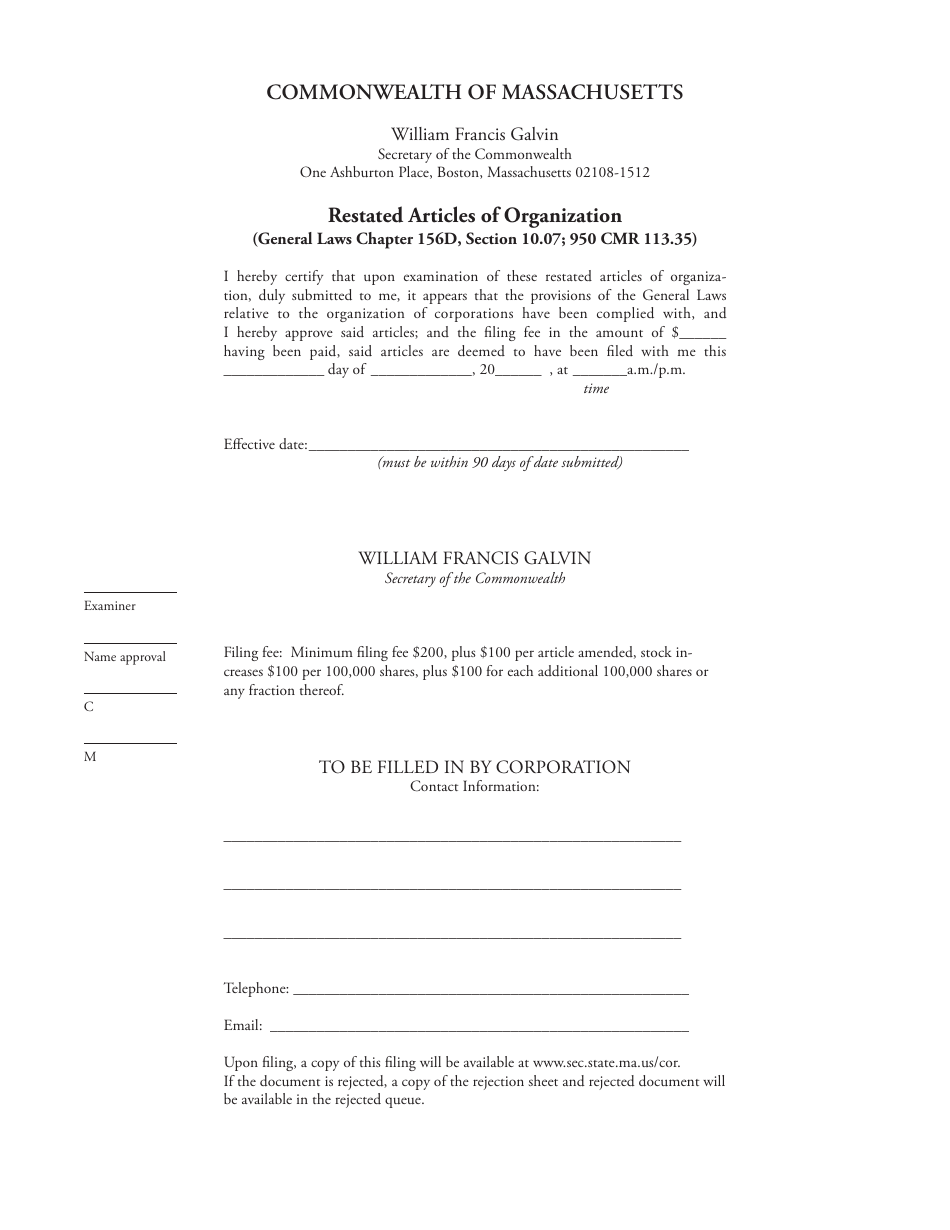 Restated Articles of Organization - Massachusetts, Page 4