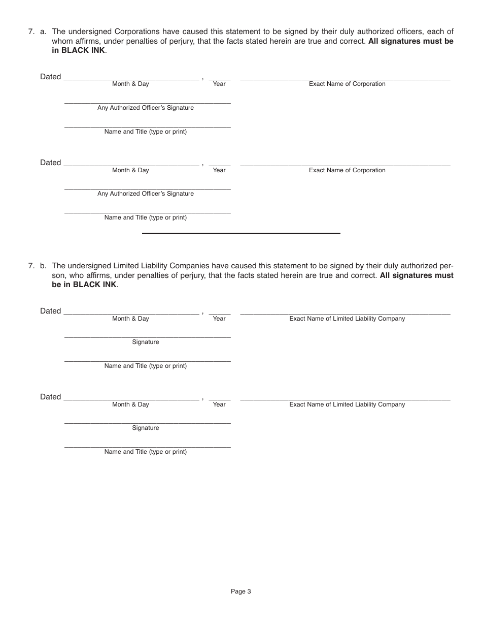 Form BCA11.39 Articles of Merger Between Illinois Corporations and Limited Liability Companies - Illinois, Page 3