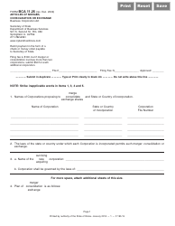 Form BCA11.25 Articles of Merger, Consolidation or Exchange - Illinois