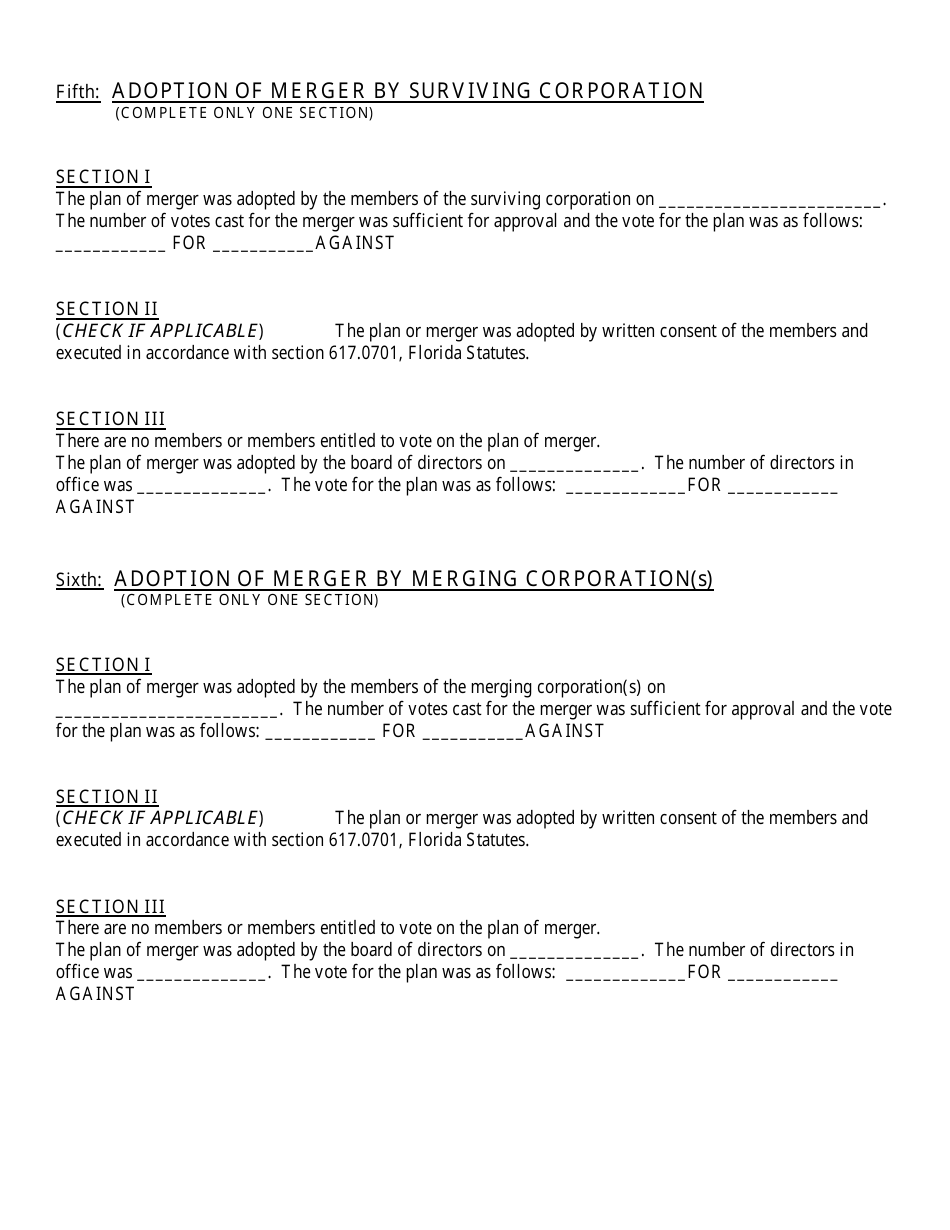 Form INHS65 Articles of Merger (Not for Profit Corporations) - Florida, Page 4
