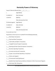 Document preview: Power of Attorney Form - Kentucky