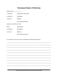 Document preview: Power of Attorney Form - Tennessee