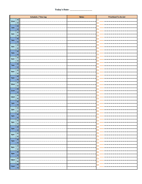 Daily Hourly Schedule Template Varicolored Download Printable PDF Templateroller