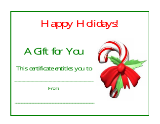 Document preview: Candy Cane Christmas Certificate Template