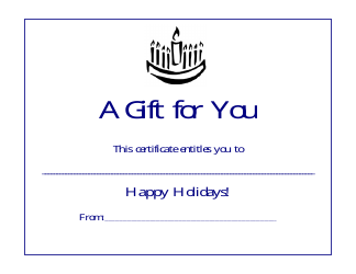 Document preview: Menorah Gift Certificate Template