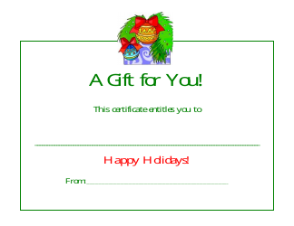 Document preview: Happy Holidays Certificate Template - a Gift for You