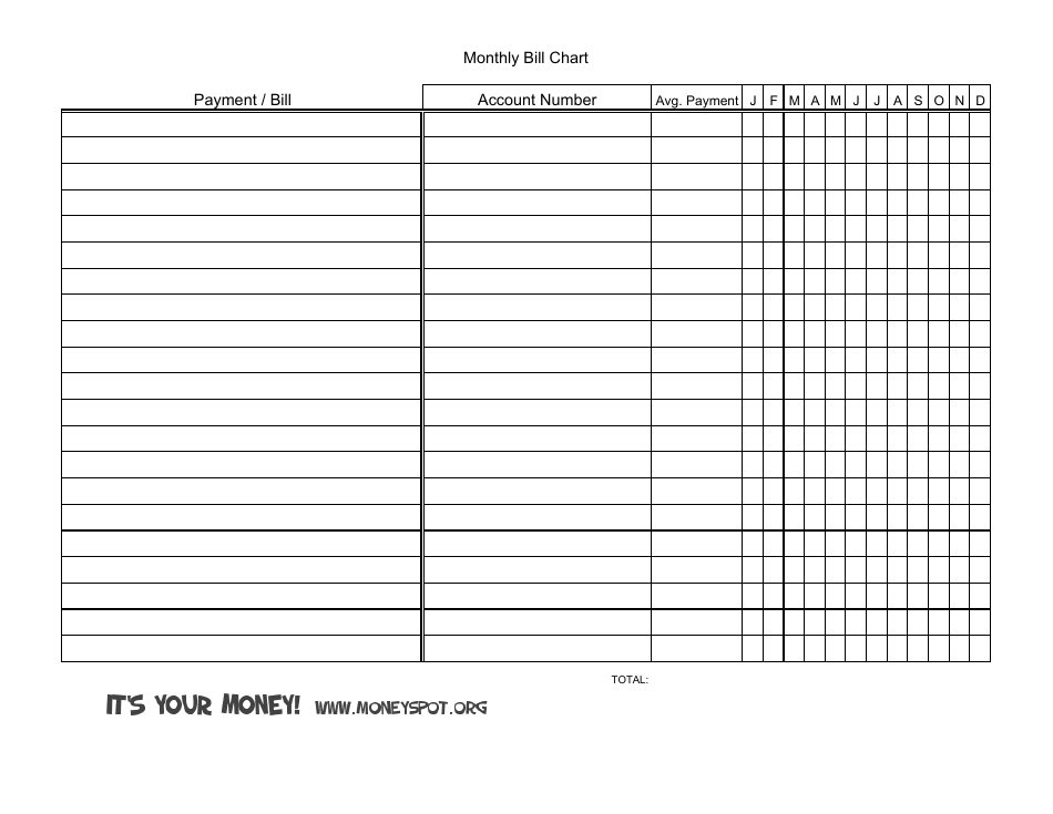 Monthly Bill Chart Template