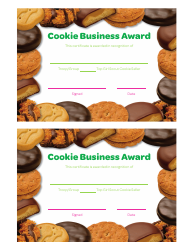 Document preview: Cookie Business Award Certificate Template