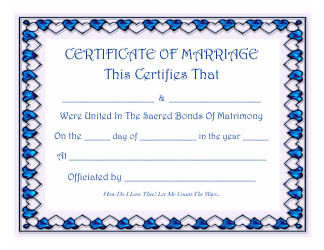 &quot;Certificate of Marriage Template&quot;