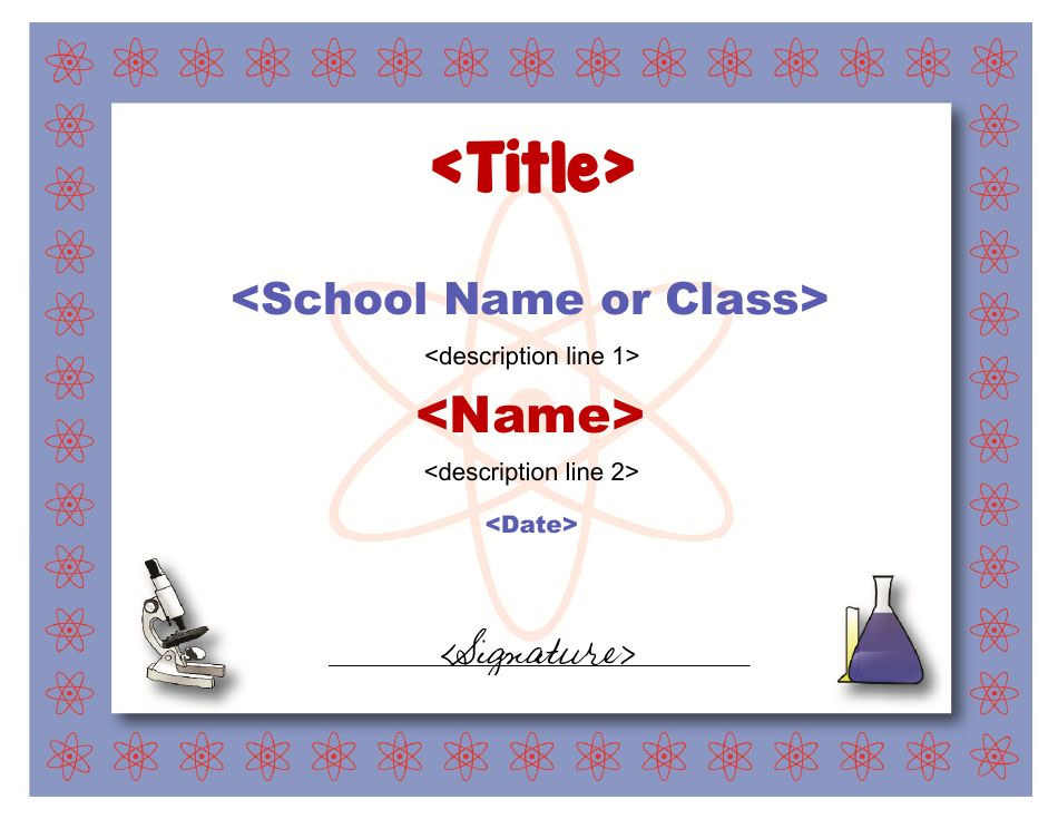 Science Certificate Template - Customizable certificate design for science achievements and accomplishments.