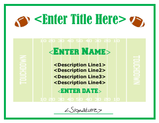 Document preview: Football Award Certificate Template