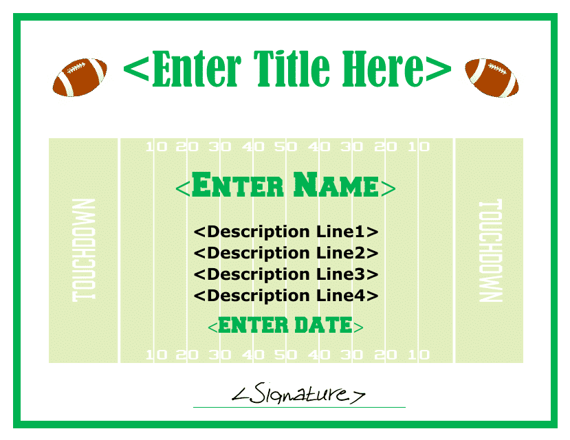 Football Award Certificate Template Preview
