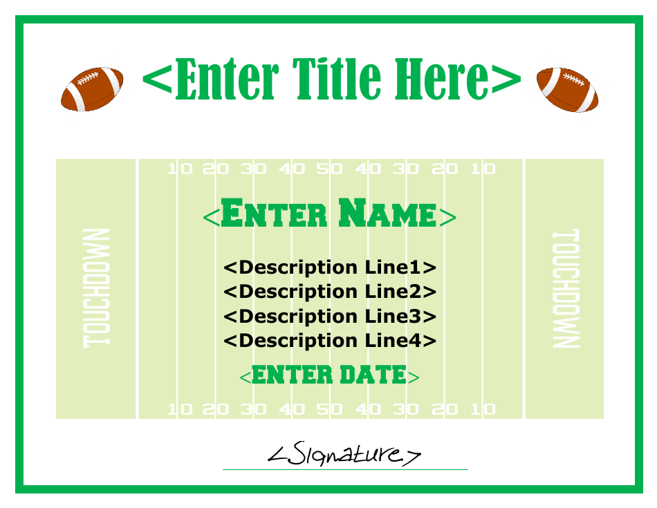 Football Award Certificate Template Preview