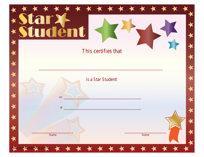 Star Student Certificate Template