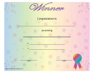 Document preview: Winner Certificate Template - Varicolored
