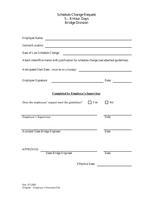 5 8 Hour Days Schedule Change Request Form Download Printable Pdf Templateroller