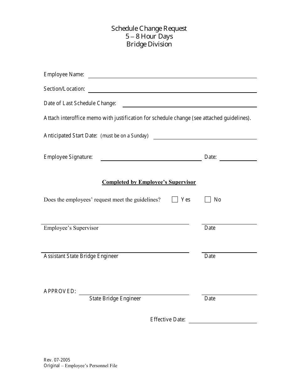 5 8 hour days schedule change request form download